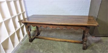 Country Oak Refectory Table, In the 17th Century Manner, Having a detachable plank top, Raised on