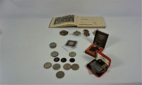 Mixed Lot of Cap Badges, Coins and Collectables, To include Cap Badges for the KOSB, The Queen