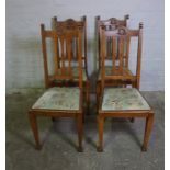 Set of Four Arts & Crafts Oak Dining Chairs, Having detachable seats, 107cm high (4)