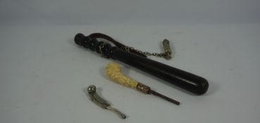 Antique Police Truncheon, With attached Whistle, Stamped for the Metropolitan Police Sunderland