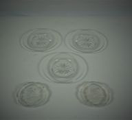 Mixed Lot of Glass Ice Plates and Pin Dishes, Comprising of a set of Six Ice Plates, With star cut