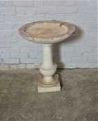 Garden Stone Bird Bath, Having a drop in detachable top section, Raised on a turned column and