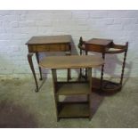 Art Deco style Oak Book Table, 66cm high, 62cm wide, 31cm deep, With an Oak Stick Stand, And an