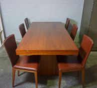 Contemporary Danish Dining Room Suite, Comprising of a Polished Dining Table, Set of Six Brown