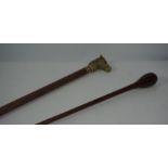 Eight Walking Sticks, To include a Stick with a Horse head Grip, With a Riding Crop (9)