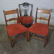 Pair of Regency style Mahogany Dining Chairs, 90cm high, With a Hepplewhite style Chair (3)