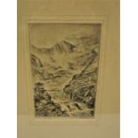 Preston Cribb (British 1876-1937) "The Pass of Glencoe" Etching, Signed, 20.5cm x 14cm