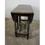 Oak Drop Leaf Table, 74cm high, 123cm long, 92cm wide