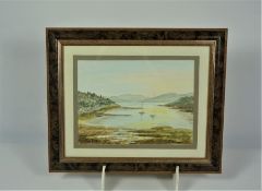 R A Lennie "Kippford" Watercolour, Signed, 20cm x 27.5cm