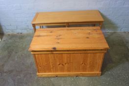 Pine Blanket Box, 46cm high, 83cm wide, 48cm deep, With a Side Table (2)