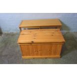 Pine Blanket Box, 46cm high, 83cm wide, 48cm deep, With a Side Table (2)