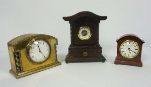 French Brass Cased Mantel Clock (circa late 19th century) 14cm high, With two Reproduction Mantel