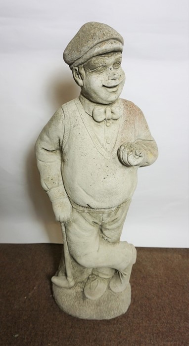 Composite Stone Garden Figure, Modelled as a Golfer, 77cm high