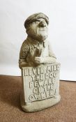 Composite Stone Garden Figure, Modelled as a Dog Owner with Slogan, 50cm high