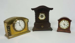 French Brass Cased Mantel Clock, circa late 19th century, 14cm high, With two Reproduction Mantel
