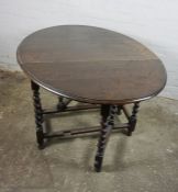 Oak Drop Leaf Table, 74cm high, 123cm long, 92cm wide
