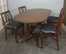 Reproduction Dining Table with Four Chairs, Dining Table 30cm high, 60cm long, 35cm wide, (5)