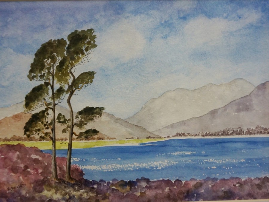 Joyce Dalgety "Loch Tulla, Bridge of Orchy" "Kiloran Bay, Isle of Colonsay" Two Watercolours, 20cm x - Image 4 of 6