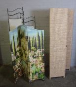 Three Folding Screens, Tallest 173cm high, 120cm wide, (3)