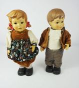 Pair of Bisque Dolls, Modelled as a Dutch Boy and Girl in Costume, Star and Arrow marks to back of