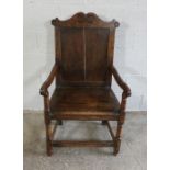 Antique Oak Wainscot type Armchair, 110cm high