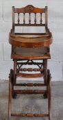 Antique Metamorphic Childs Feeding Chair, 94cm high