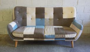 Modern Fabric Covered Two Seater Sofa, 95cm high, 182cm wide