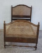 Heal & Son of London, Beech & Bergere Single Bed, circa 1920s / 30s, Label to the Headboard,