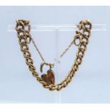9ct Gold Padlock Bracelet, Stamped 9ct to the padlock and each link, Bracelet approximately 10.
