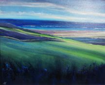 Anne Newman (J. A . Currie, Scottish) "Looking to the Coast" Acrylic, Signed AN, 38cm x 48cm