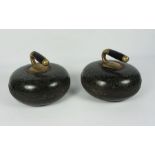 Pair of Curling Stones, circa early 20th century, Stamped B.A.H to the brass handles (2)