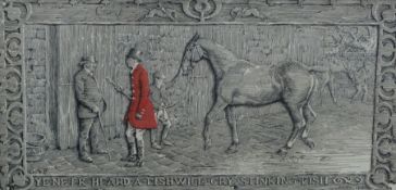 Set of Six Signed Hunting Prints, Signed in pencil, 15cm x 31cm, Framed in oak (6)