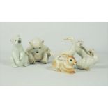 Six Assorted Porcelain Animal Figures, To include a Royal Copenhagen Polar Bear, Lladro Polar