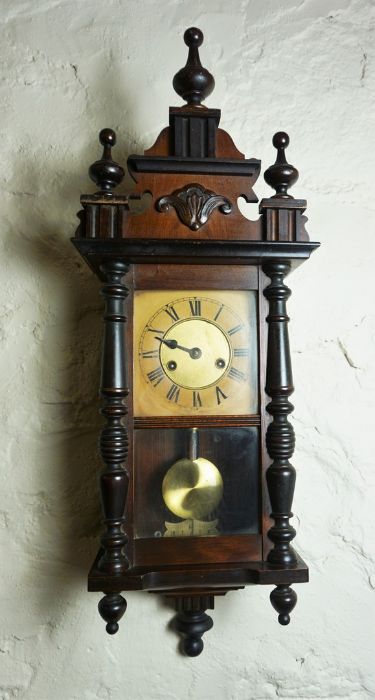 Vienna Wall Clock, Having a twin train movement, 80cm high, With a Smiths Enfield Mantel Clock (2)