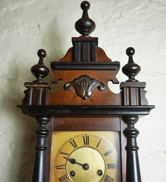 Vienna Wall Clock, Having a twin train movement, 80cm high, With a Smiths Enfield Mantel Clock (2) - Image 8 of 8