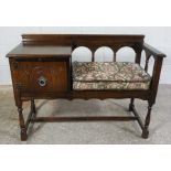 Oak Telephone Table, 68cm high, 95cm wide, 44cm deep, With a Reproduction Open Bookcase (2)