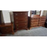 Modern Bedroom Suite, Retailed by Bassett, Comprising of a Large Mirror. Chest of Drawers, Pair of