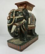 Chinese style Glazed Pottery Seat, Modelled as an Elephant, 56cm high, 43cm wide, 26cm deep