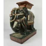 Chinese style Glazed Pottery Seat, Modelled as an Elephant, 56cm high, 43cm wide, 26cm deep