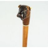 Novelty Walking Stick, circa late 19th / early 20th century, Modelled as an Automated Pug Dog,