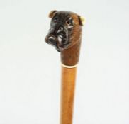 Novelty Walking Stick, circa late 19th / early 20th century, Modelled as an Automated Pug Dog,