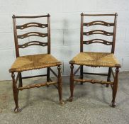 Two William Morris style Chairs, circa 19th century, Having woven seats, Some areas of old worm to