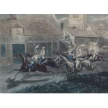 After Henry Alken "The First Steeple Chase on Record" Set of Four Hand Coloured Prints, 30cm x
