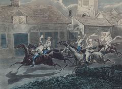 After Henry Alken "The First Steeple Chase on Record" Set of Four Hand Coloured Prints, 30cm x