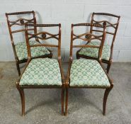 Set of Four Victorian Laburnum Dining Chairs, In the style of Gillows, Having later covered drop
