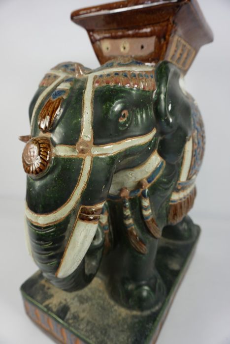 Chinese style Glazed Pottery Seat, Modelled as an Elephant, 56cm high, 43cm wide, 26cm deep - Image 4 of 4