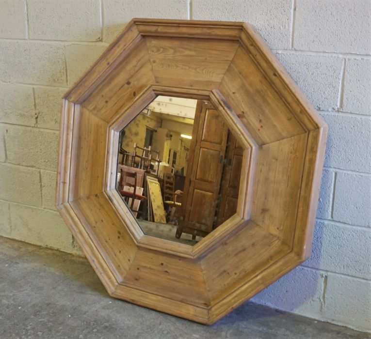 Modern Oak Effect Octagonal Wall Mirror, 129cm high, 127cm wide