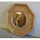 Modern Oak Effect Octagonal Wall Mirror, 129cm high, 127cm wide