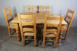 Pine Farmhouse style Dining Table, Having two cutlery drawers, 78cm high, 150cm long, 90cm wide,