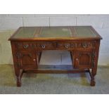 Oak Kneehole Desk, Having a Leather Skiver to the top, Above fitted drawers, 76cm high, 122cm